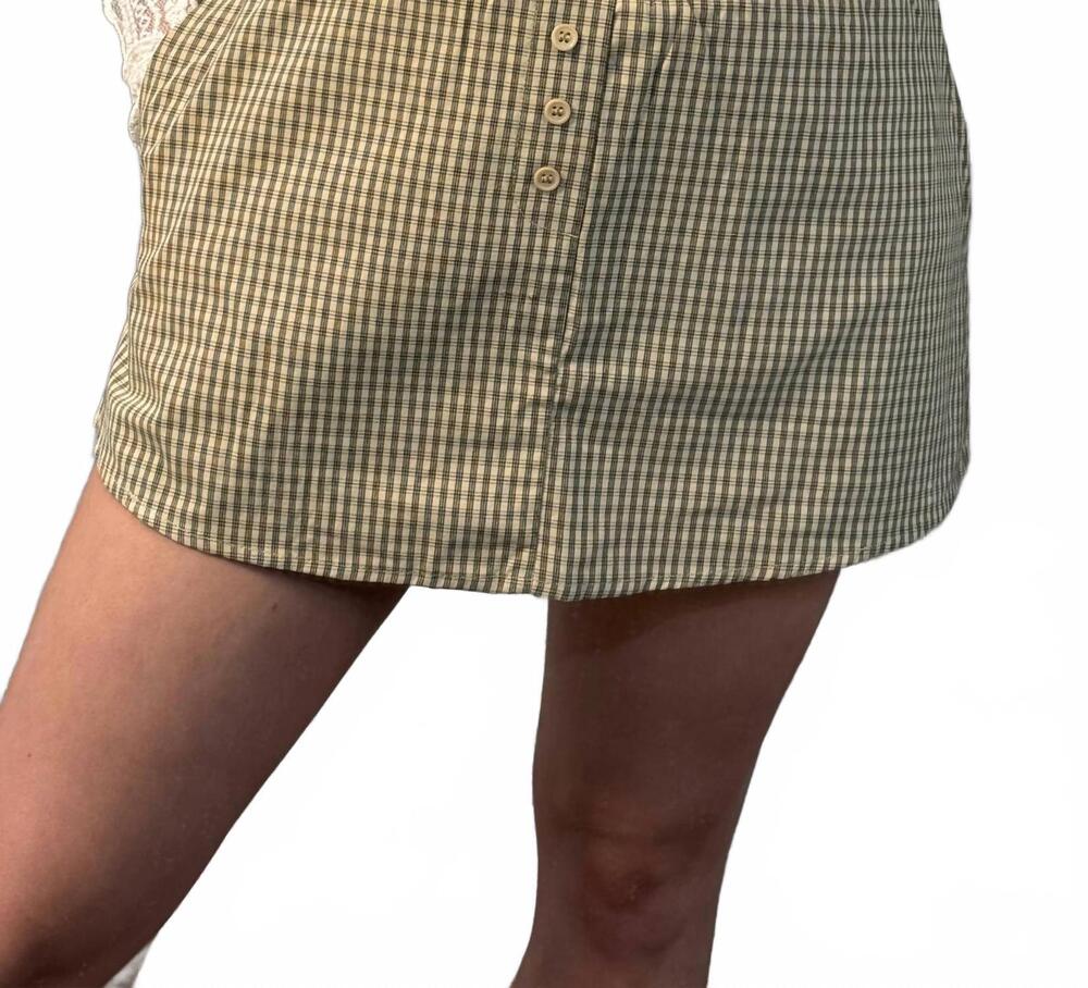 NEW LE LIS gracyn mini skort in brown gingham